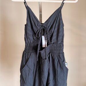 American Eagle Navy Smocked Cotton Romper